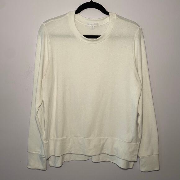 Beyond Yoga Women's size Medium White Crewneck Pullover Sweater Loungewear - Picture 1 of 9